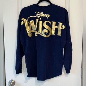 Disney Cruise Line Wish Spirit Jersey Blue & Gold Glitter Shirt Adult Size XS
